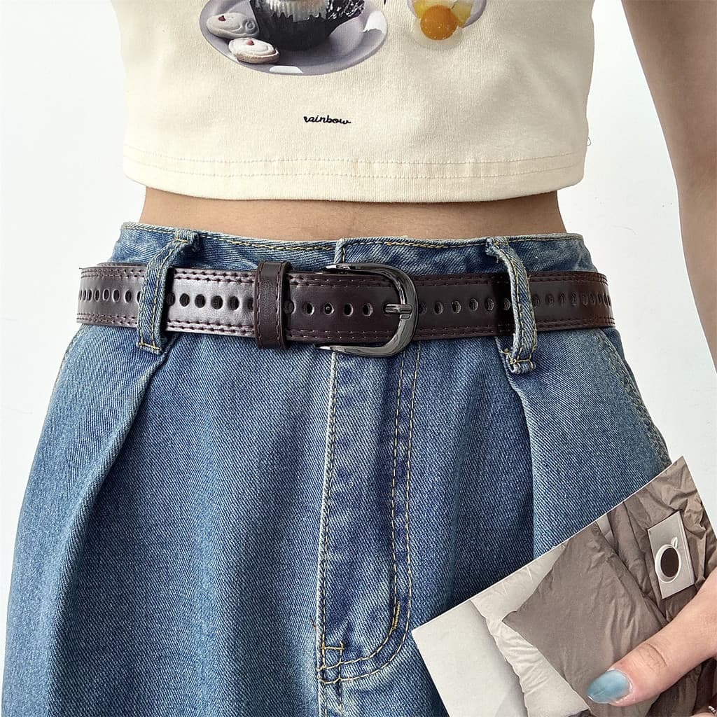 Com Jeans cinto de aba larga cinto feminino coreano moda decoração Retro simples estudante cinto ins na moda