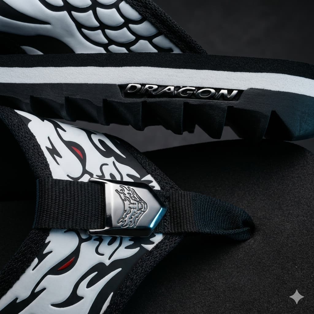 Chinelo Masculino Dragon Original Peças Metalizadas Desenho Logo em Laser Solado Tratorado Cores