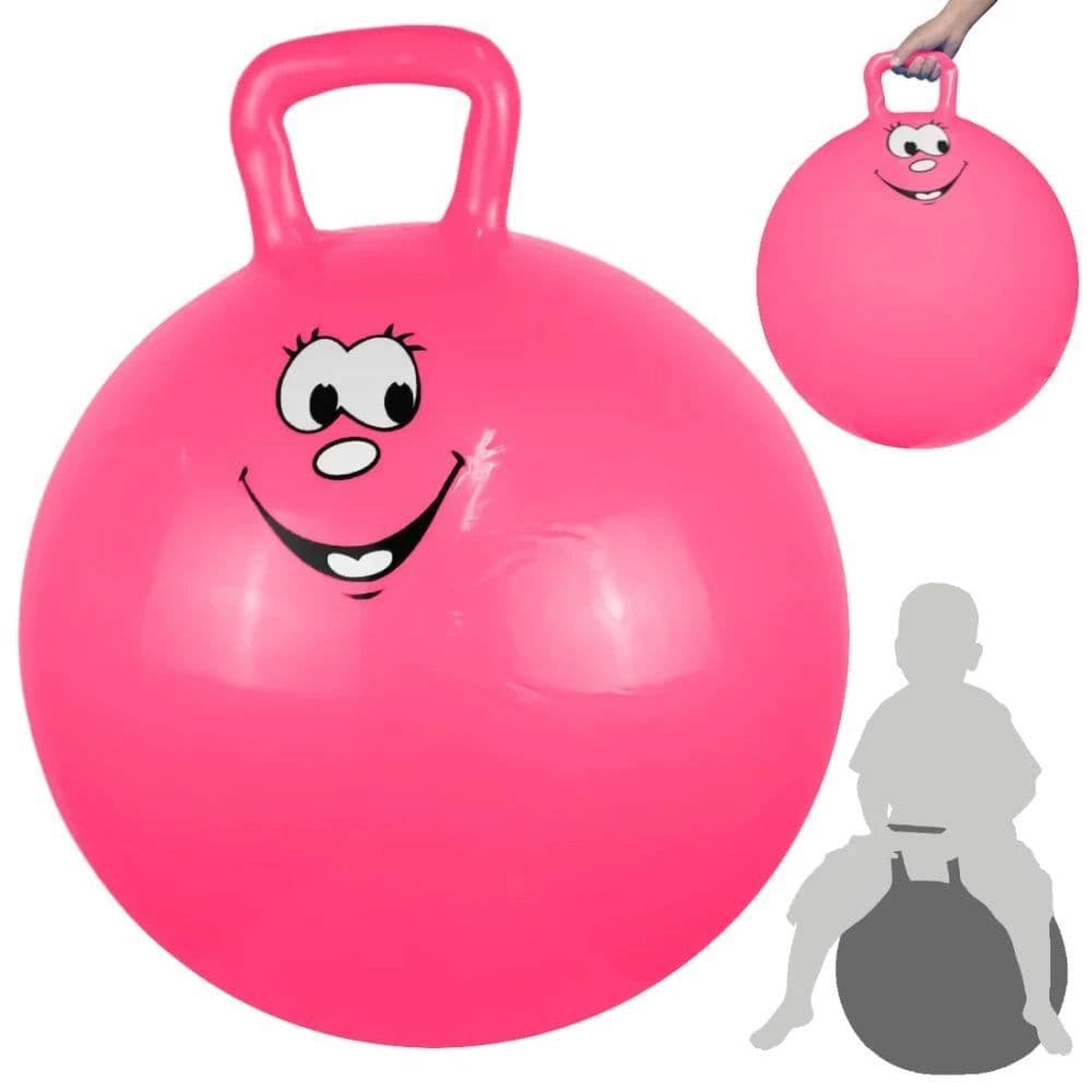 2 Brinquedos Bola Pula Pula Infantil com Alça 60 Cm Rosa