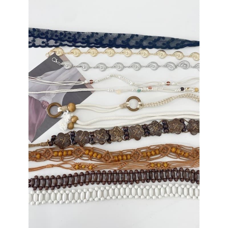 Feminino simples All-Match cinto fino atado corda trançado decorativo combinando saia cinta bege cinto