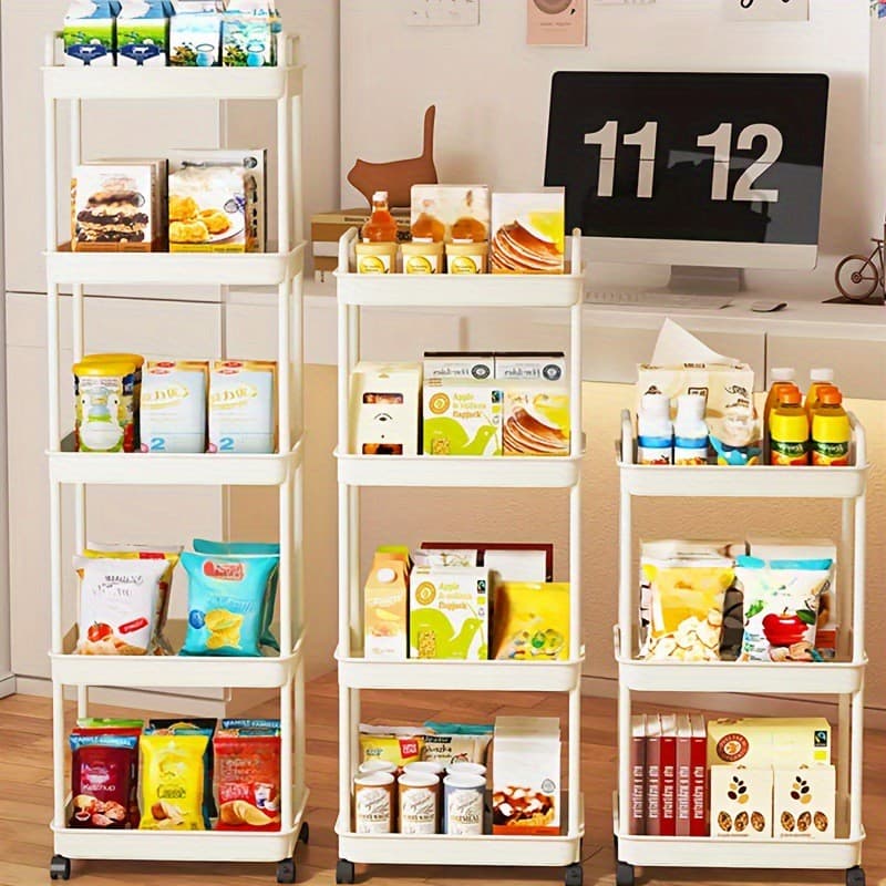 Estante móvel rack de chão Multi-camada carrinho com rodas lanches estante infantil rack de leitura de mesa