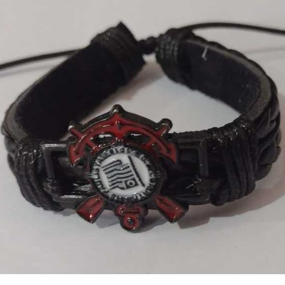 Pulseira Couro Corinthians Regulável 1 unidade