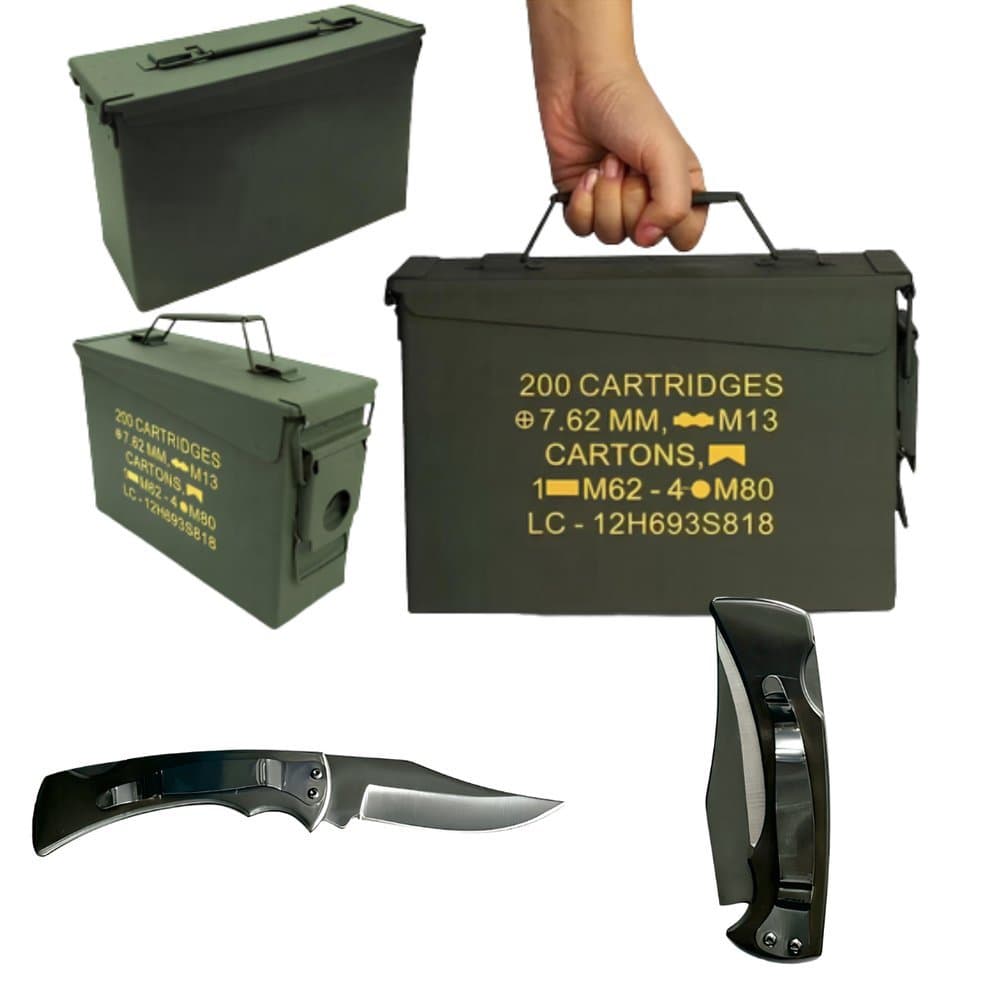 KIT 4 PEÇAS 3 CAIXA DE MUNIÇÃO TAG AMMO BOX 30 + 1CANIVETE INOX