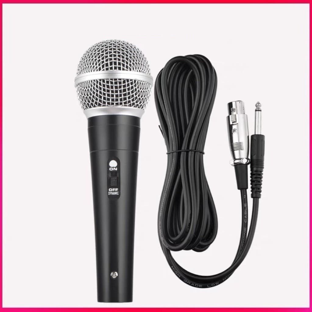 Microfone Profissional Com Cabo M-58 Sm58 5 Metros Fios Chave Liga Desliga Saída P10