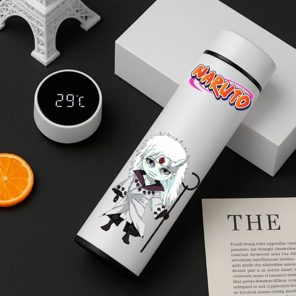Garrafa Térmica Inox Madara Uchiha 500Ml Com Termometro Led Digital Infantil