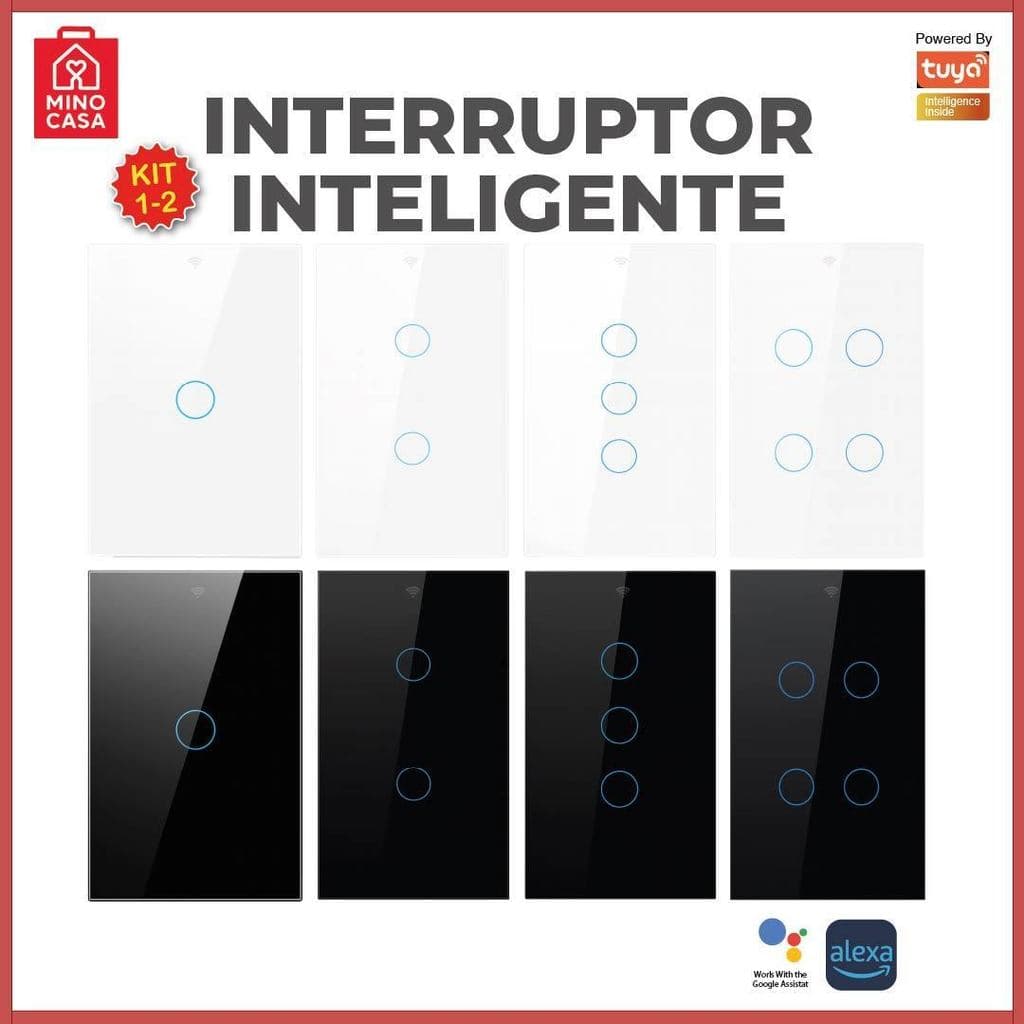 Interruptor Inteligente Toque Wifi 1 2 3 4 Botões Controle Aplicativo Alexa Tuya e Google
