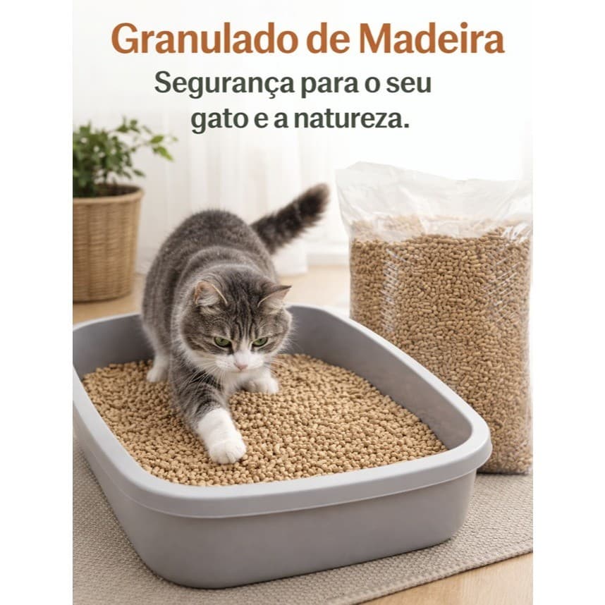 Areia Granulada Higiênica de Madeira para Gatos e Roedores 2/5/10/15 Kg Pura Pet