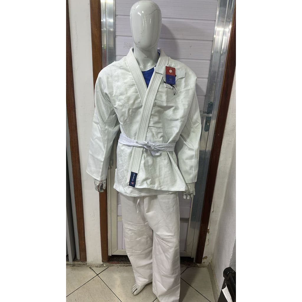 Kimono Torah Judô Jiu Jitsu Trançado Plus Branco A4 Grande Profissional Refforçado