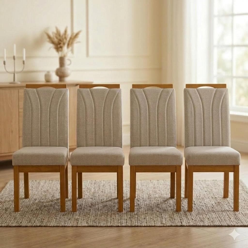 Conjunto 4 Cadeiras Blend Linho para Mesa Sala de Jantar