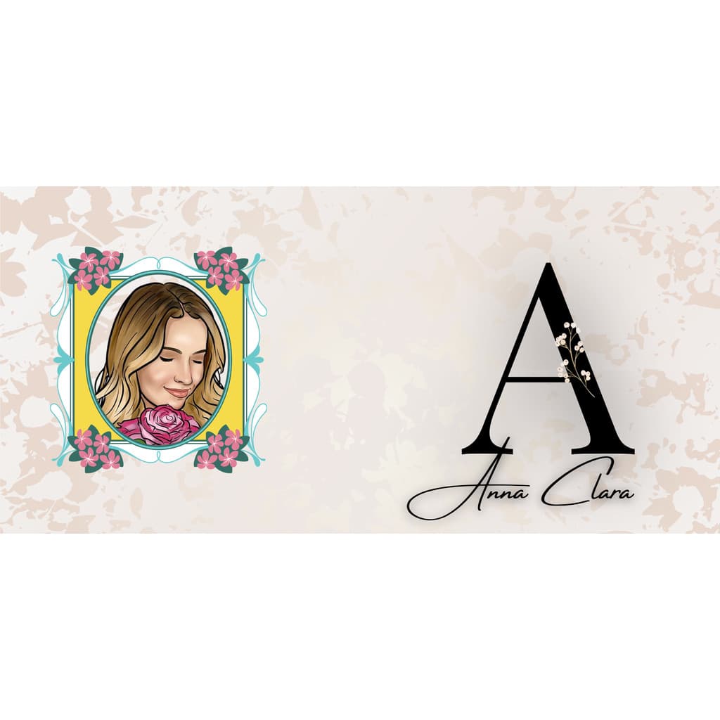 Caneca Porcelana Xícara Personalizada com Seu Nome Letra Floral Presente Criativo Personalizado