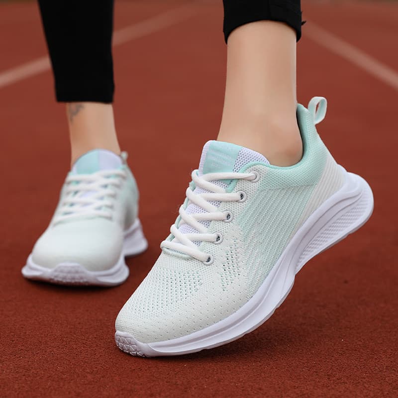 Moda feminina sapatos esportivos estudante malha respirável leve sapatos de viagem mãe sola macia Casual tênis de corrid