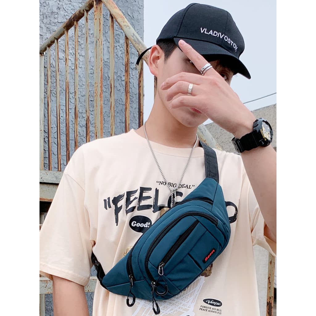 Bolsa de peito esportiva masculina, bolsa mensageiro multifuncional de grande capacidade, leve, trabalho ao ar livre, vi