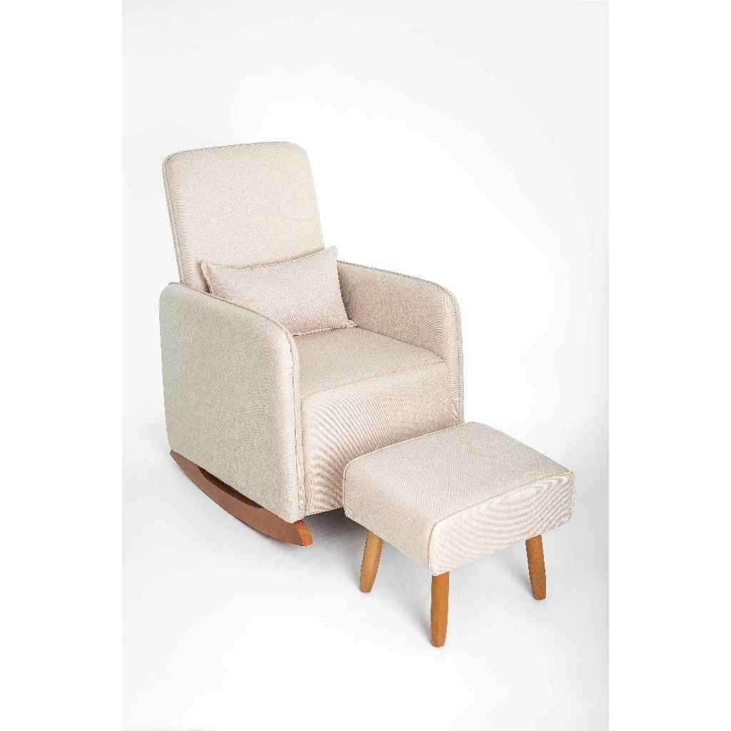 Poltrona De Amamentação Balanço Helena C/ Puff Quarto Bebê
