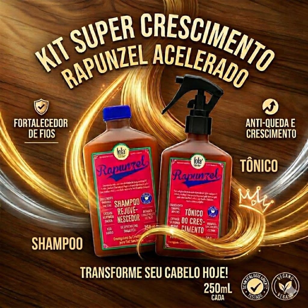 Kit Lola Cosmetics Crescimento Rapunzel - Shampoo e Tônico Capilar De Crescimento