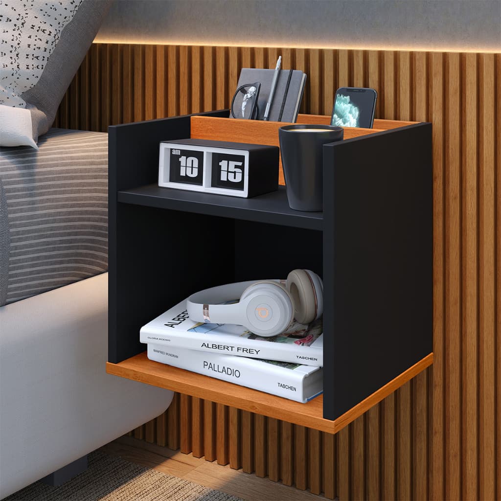 Mesa De Cabeceira Suspensa Madri Retro Nicho Quarto Mdf Luxo VARIAS CORES