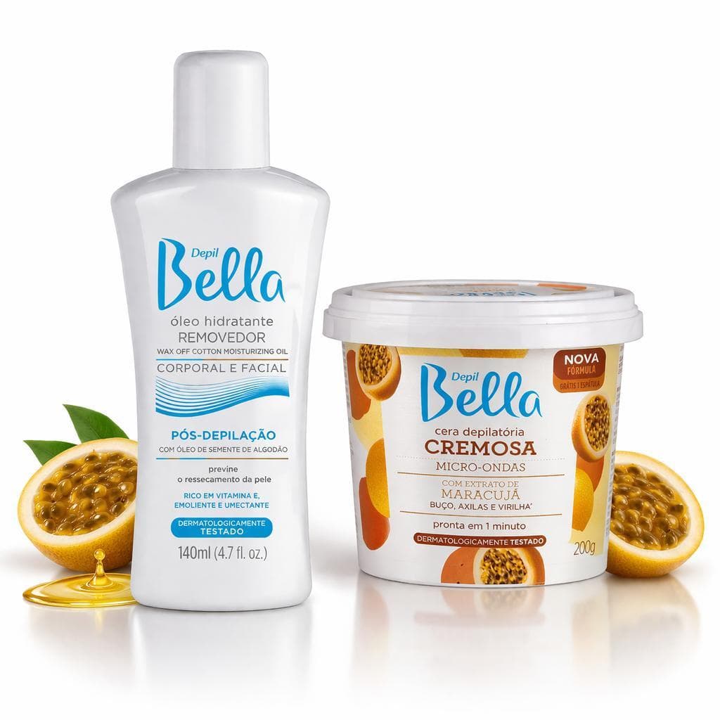 Kit Cera Depilatória Micro-ondas 200g + Óleo Removedor Depil Bella