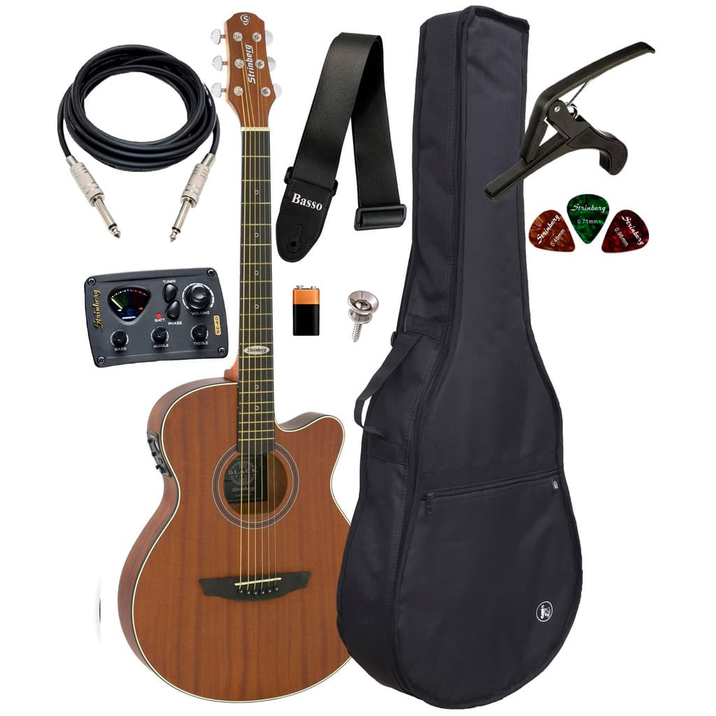 Violão Strinberg Black Sf200c Mgs Kit Capa Acesórios Full