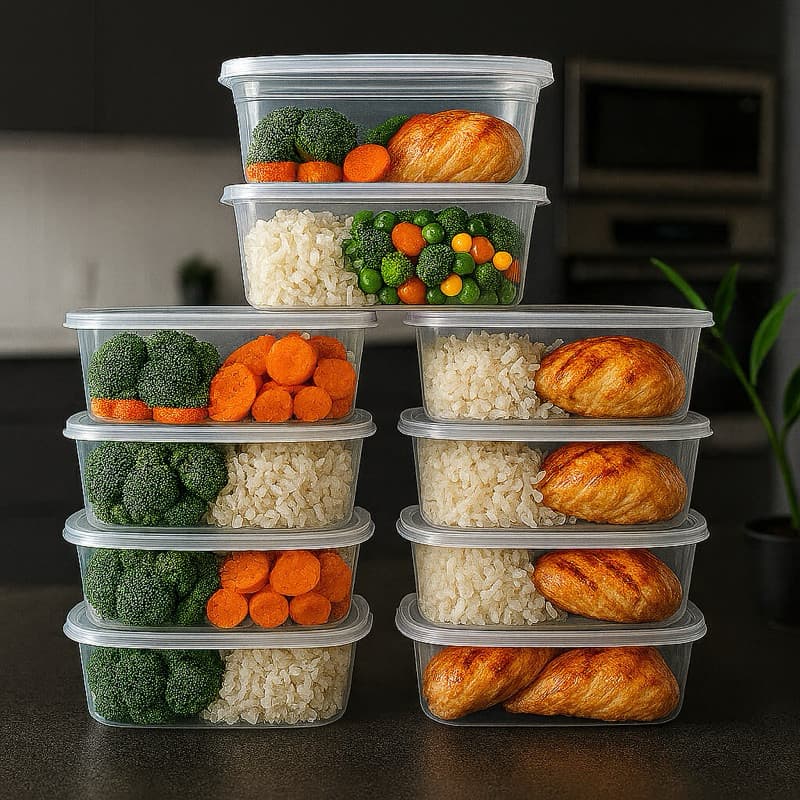 Kit 10 Potes Marmitas 1.000ml 1kg Vasilhas transparentes BPA FREE reutilizável cozinha microondas