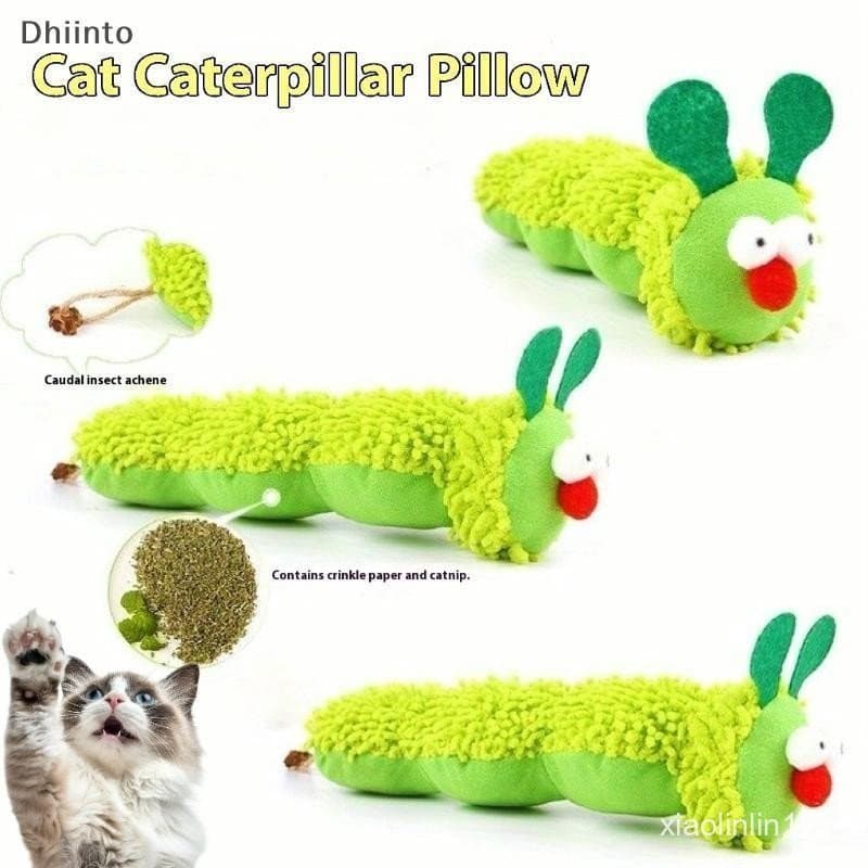 [Dhiint] Brinquedo de Pelúcia para Gatos Caterpillar, Brinquedo de Mastigar com Catnip, Brinquedo Interativo para Gato