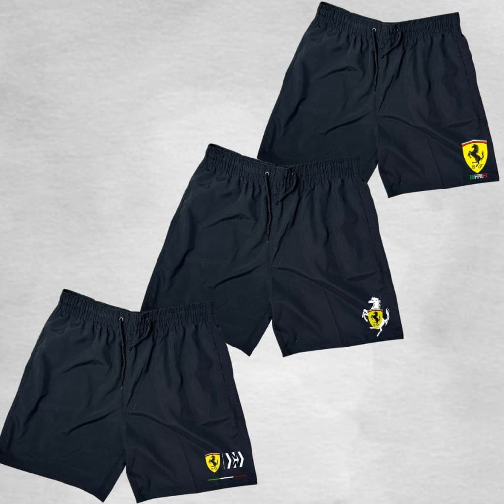 3 Shorts  Elastano Kit FERRARI, Ideal Para Treinos, Academia, Corrida, Esportes, dia a dia, confortável