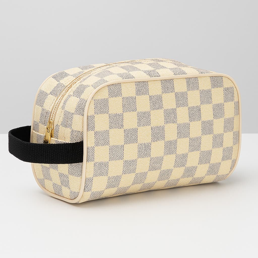 Bolsa Necessaire Unissex Xadrez – Ideal para Viagem, Maquiagem ou Kit Higiene