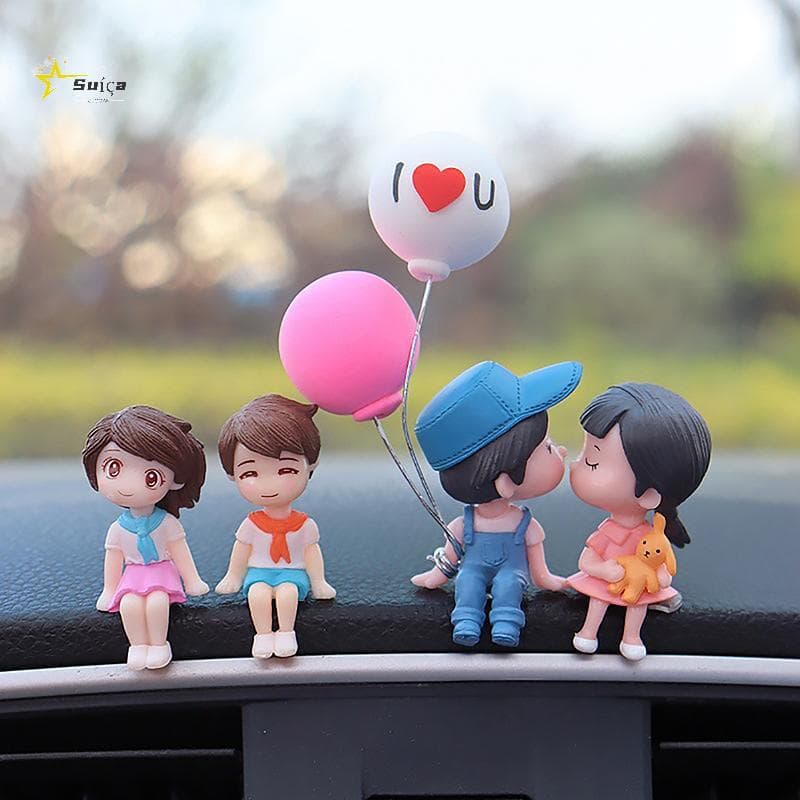 Awhrtwb Acessórios Do Carro Bonito Dos Desenhos Animados Casal Boneca Móvel Balão Ornamentos Beijando Decoração Novo