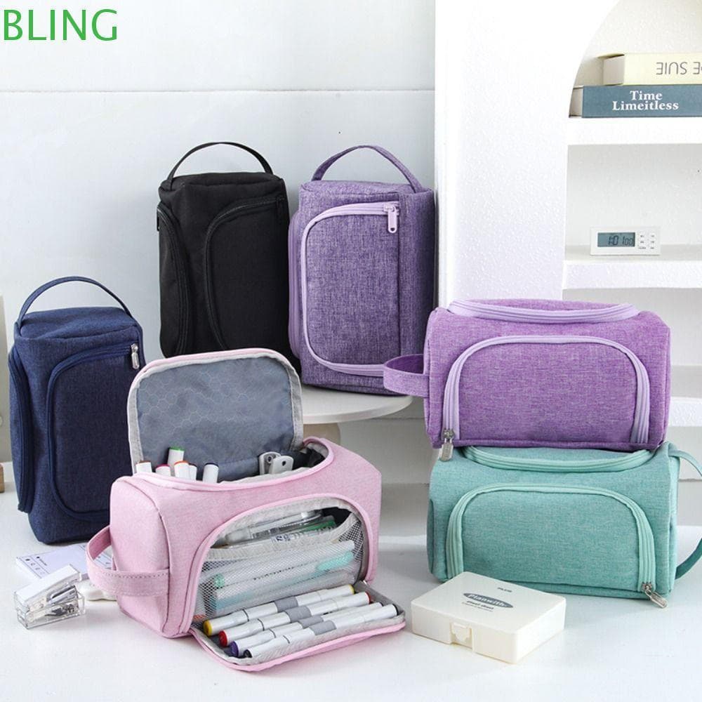 Lápis BLING , Bolsa De Caneta À Prova D'água De Tecido Armazenamento De Papelaria Multicamadas De Grande Capacidade