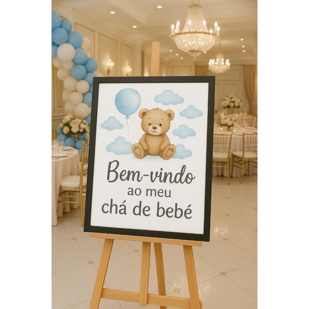 Quadro Decorativo Recepção Chá Revelação Árvore Digitais Personalizado 110x80