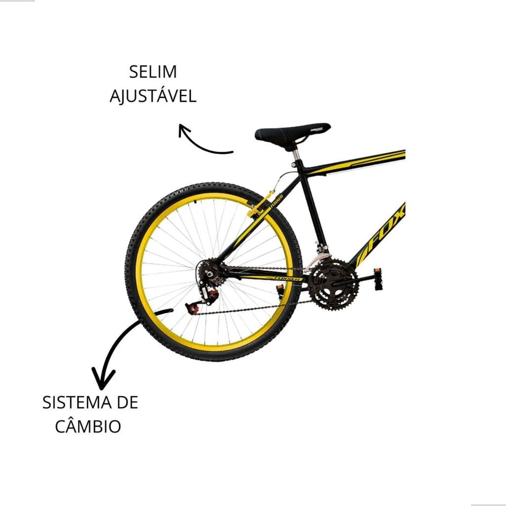 KIT Bicicleta aro 26 foxxer std aço 18v preto e amarelo