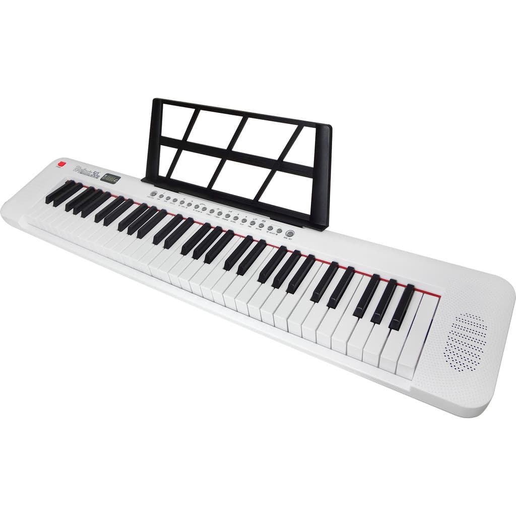Teclado Musical Portátil 61 Teclas Estudante Iniciante Rhythmic 50WH Branco