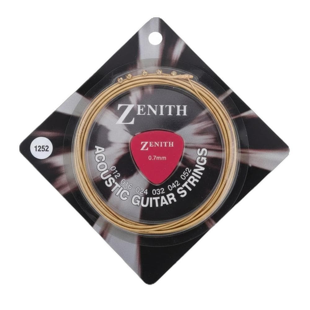 Encordoamento ZENITH Acoustic Guitar Strings 012-052 0.7mm com Palheta