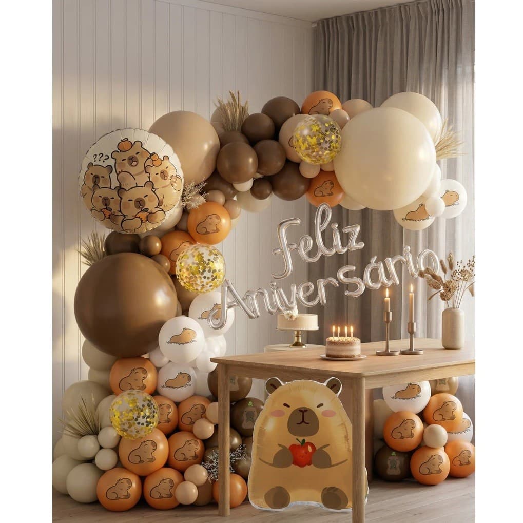 Kit 82 Decoração Festa De Aniversário Capivara Balão Infantil