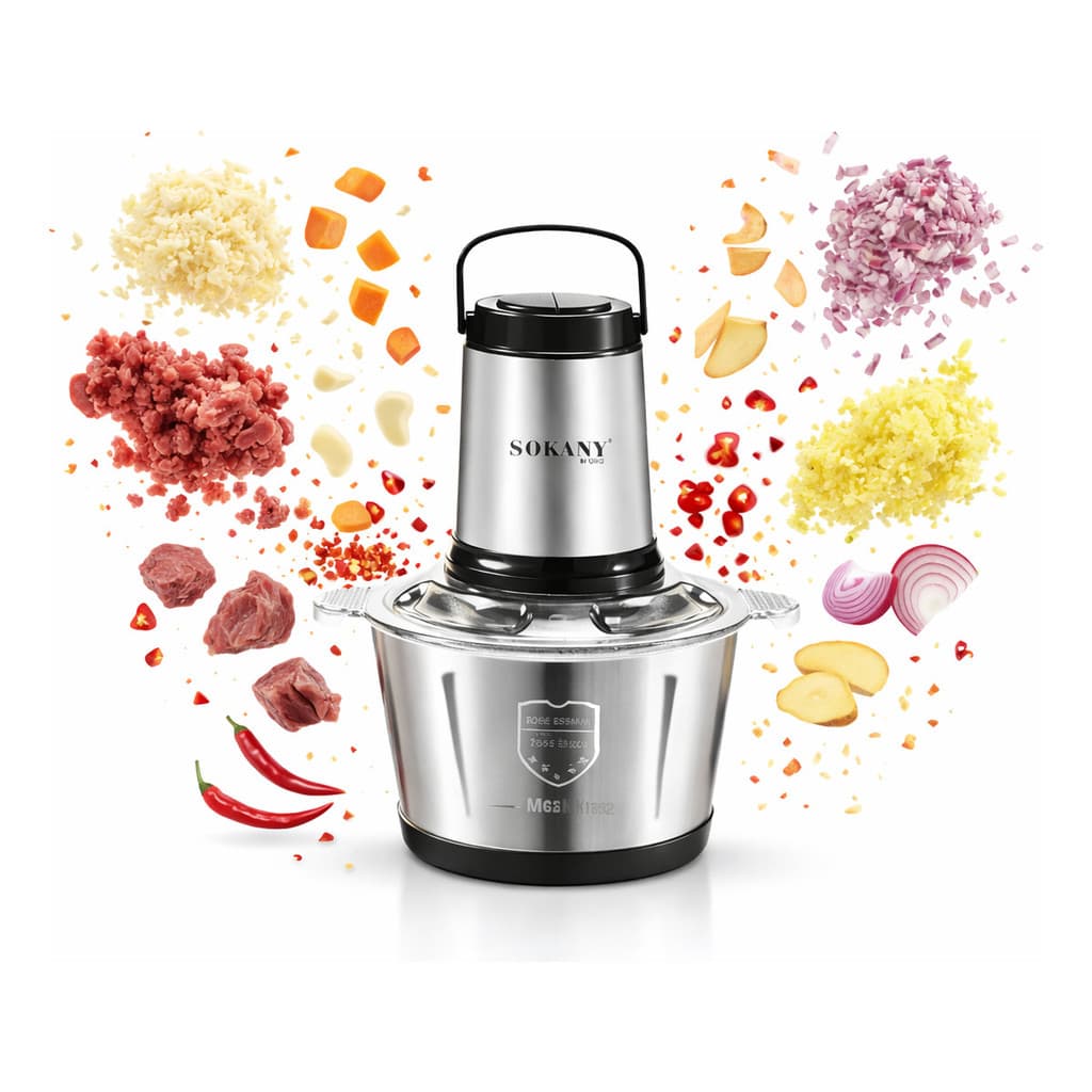 Processador E Triturador Elétrico Sokany 2l Inox 400w Moedor