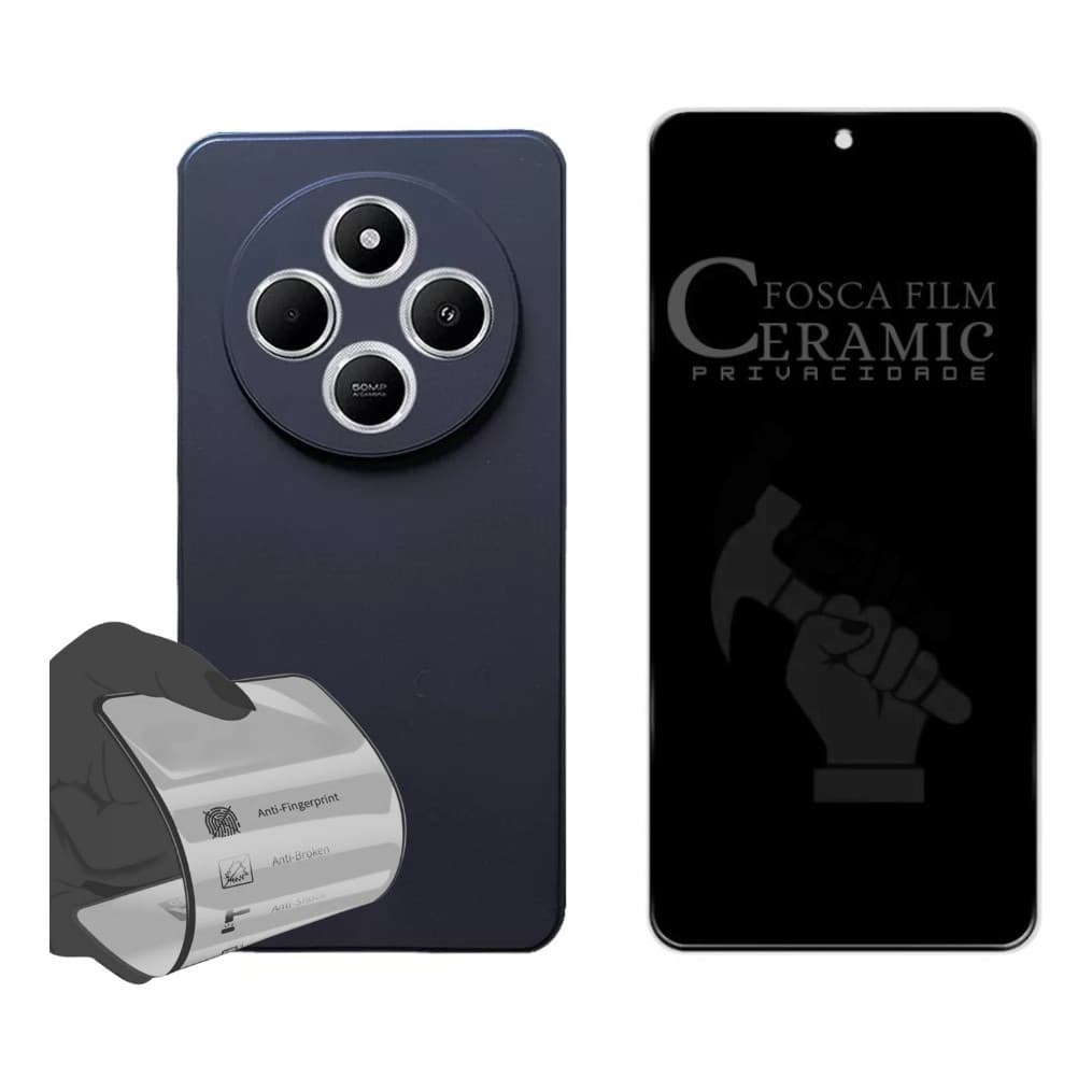 Capa Aveludada P/ Xiaomi Redmi 14c + Pelíc 9d Privacidade Fosca