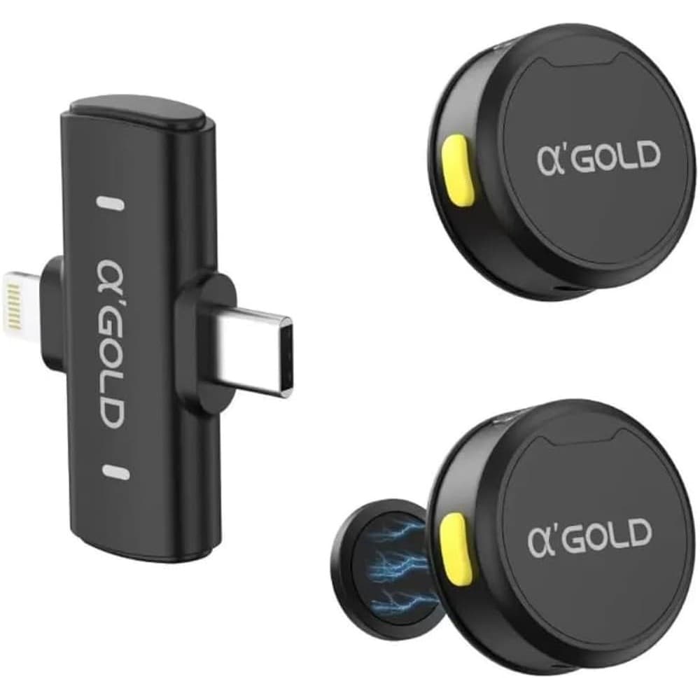 A'Gold Microfone Botão de Lapela Sem Fio Pro MCF-38D Clipe de Gravata Compatível iPhone e Android