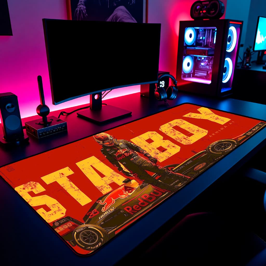 Mouse Pad Max Verstappen Starboy Gamer 65x30cm / 80x40cm / 90x50cm / 120x60cm Borda Costurada