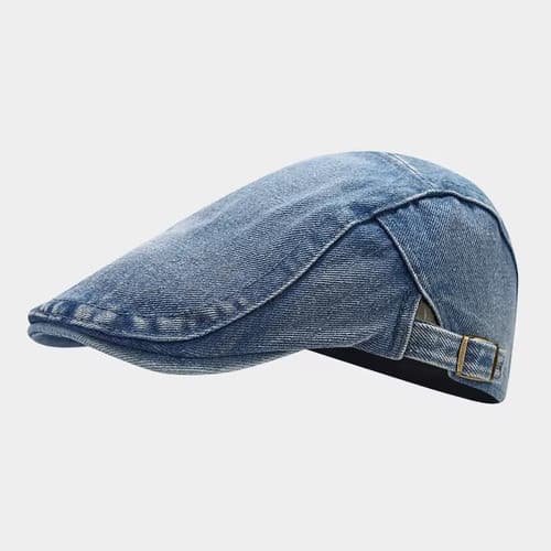 Boina Italiana Jeans Premium Masculina e Feminina Estilo Retrô Casual Unissex com Fivela Ajustável