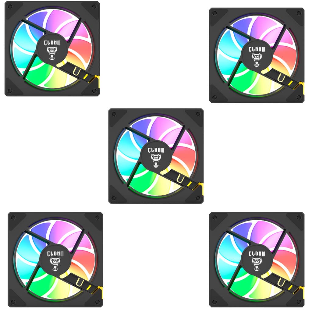 Kit 5x COOLER FAN Gamer Nive Iluminação ARGB 3 PINOS CLANM