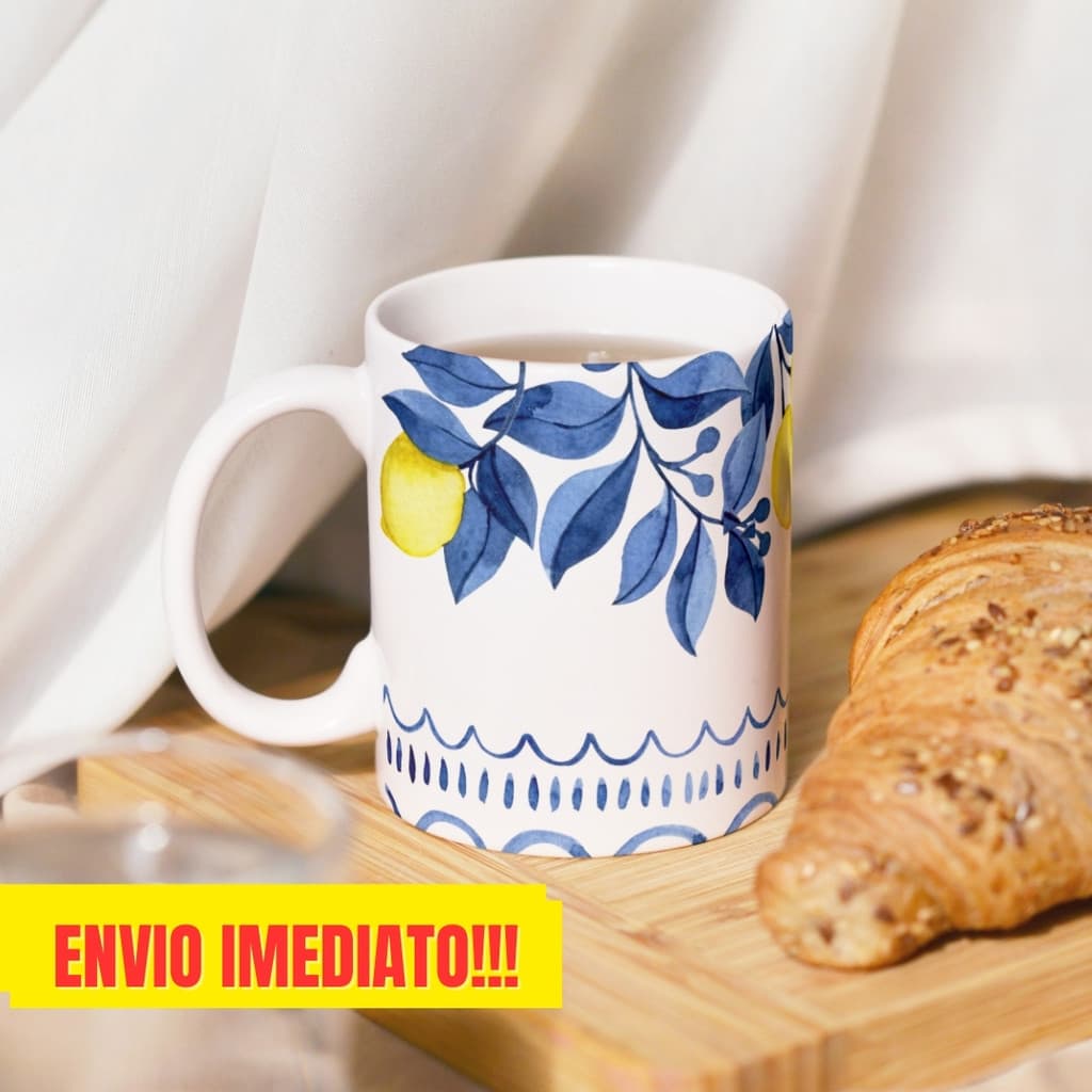 Caneca Xicara Porcelana 325ml Pinterest Limão Chá Enxoval Personalizada Presente Decoração Casa