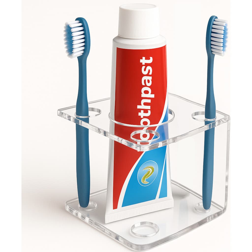Suporte Porta Escova E Pasta De Dente Em Acrilico Resistente