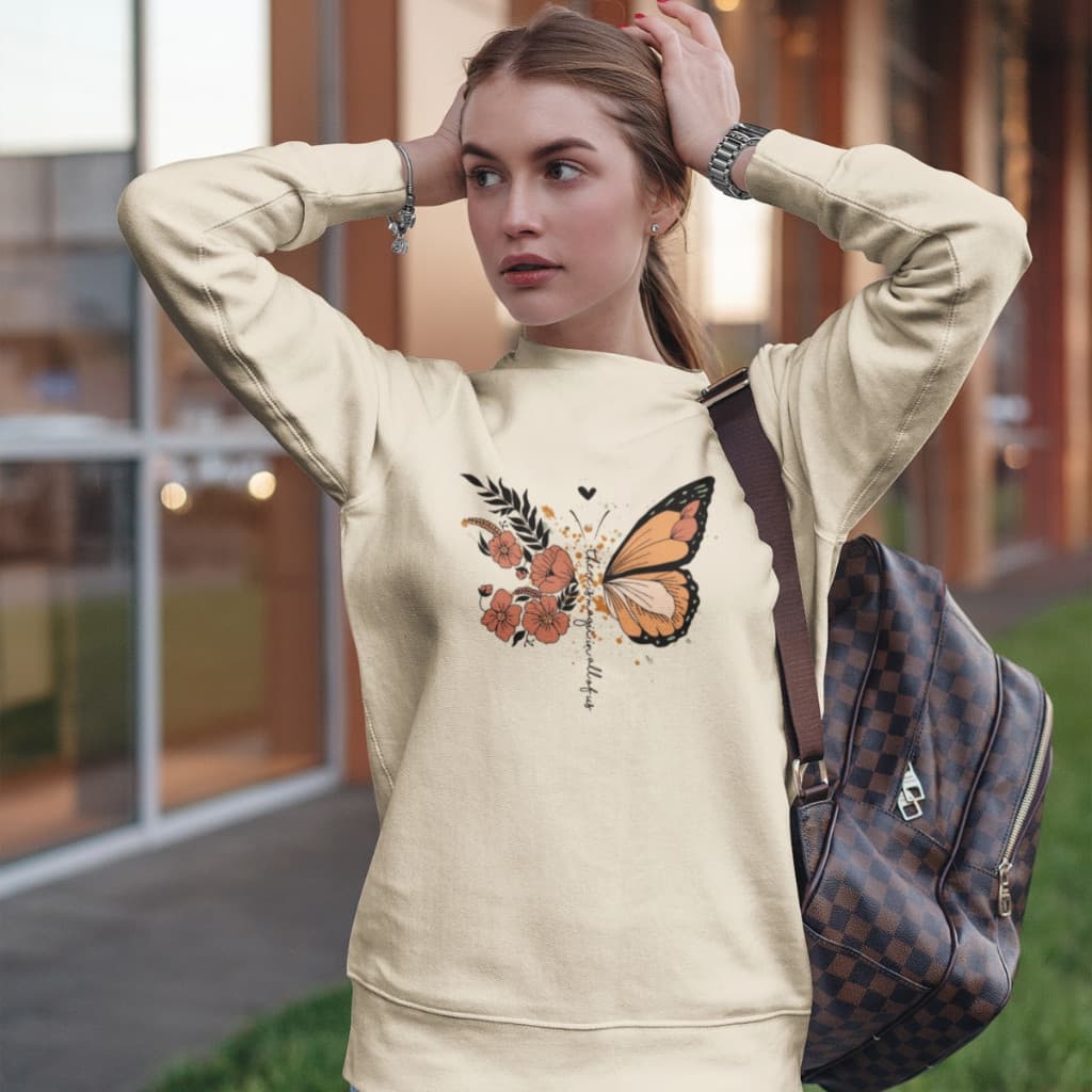 Moletom Borboleta Feminino Casaco Casual Blusa Frio Gola Redonda Flanelado