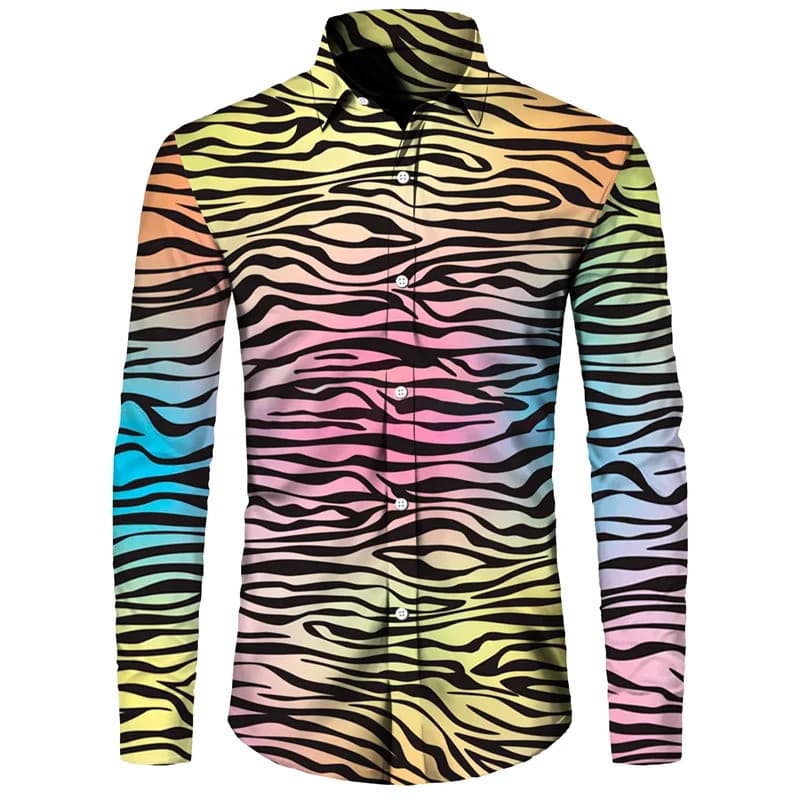 2026 Nova Camisa Masculina Casual Slim Fit de Manga Longa com Estampa de Leopardo, Camisa Estampada Estilosa, Design de