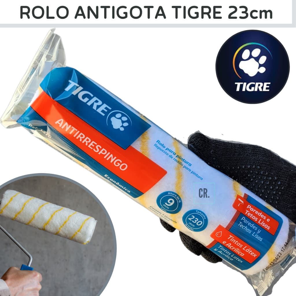 Rolo De Pintura Antigota / Antirespingo Tigre 1376 23cm Rolo Para Pintor Pintar Parede Anti-Gotas.