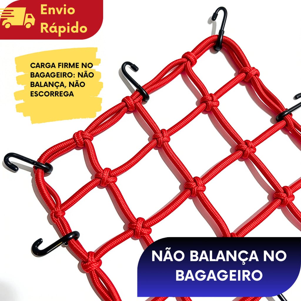 Rede Elastica Para Moto Bagageiro Capacete Redinha Rede Resistente Carga Bike 30x30 Segura Rede Aranha