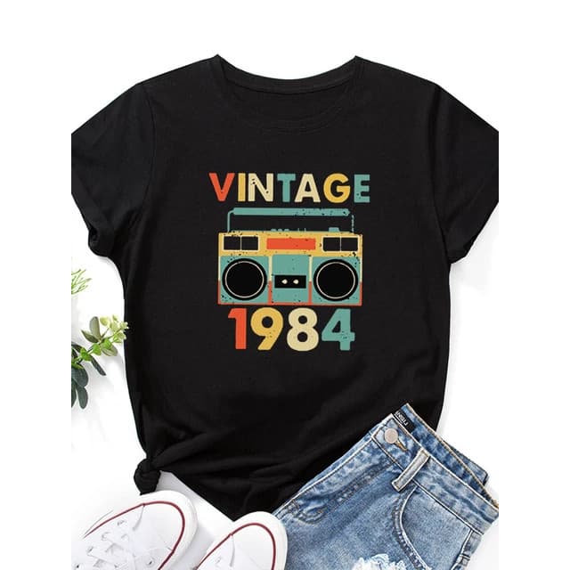 Camiseta Algodão Vintage 1984 1991 1983 - 1986 1989 1993 1994 1967  Básica Estampa Estilo Retrô personalizado