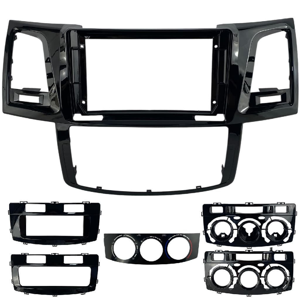 Moldura Painel Central Multimidia 9 Polegadas Toyota Hilux SW4 2006 a 2015 Black Piano Ar Digital e Analógico