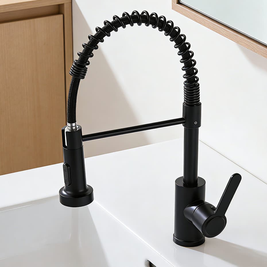 Torneira De Cozinha Com Alça Única , 360 ° Design Giratório E Telescópico , Estilo Bancada , Suporta Água Quente Fria .