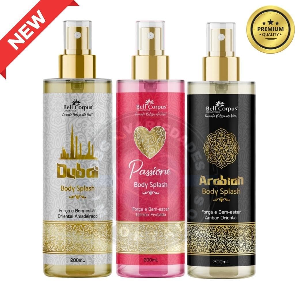 Kit Body Splash Árabe Feminino Com ATÉ 04 itens e Excelente Fixação - Perfume Corporal de 200ml