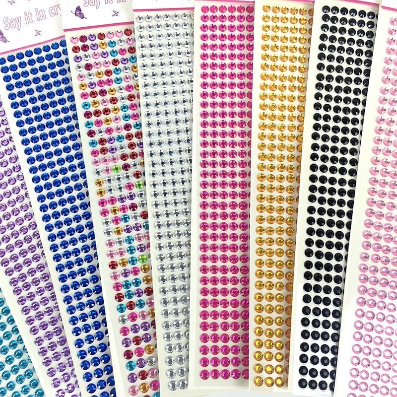 kit 1/2/4/6 Cartela Adesivo Strass - Artesanato Carnaval Festa  6mm  Para  Decoração Muitas cores