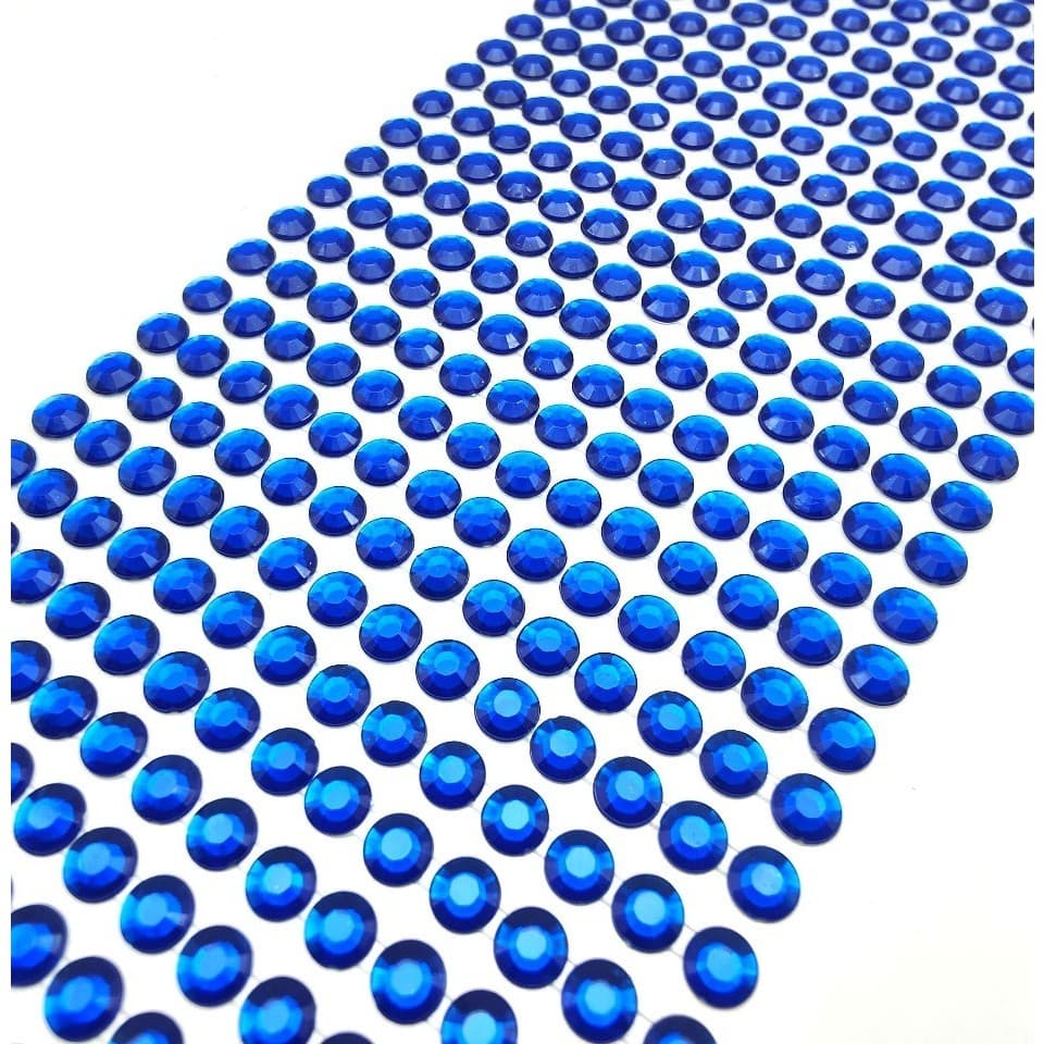 kit 4 Cartela Adesivo Strass 3mm -4mm-5mm-6mm Para Artesanato  Decoração -- azul esculo